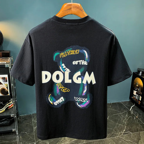 Premium Elephant Graphics Printed Tee with colorful elephant design and O-Neck collar.